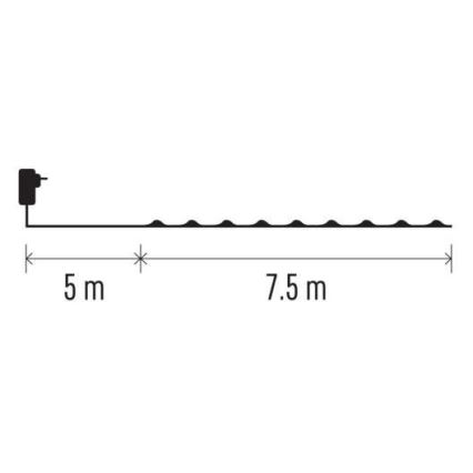 LED välisvalguskett, 75 LED, 12,5 m, IP44, mitmevärviline
