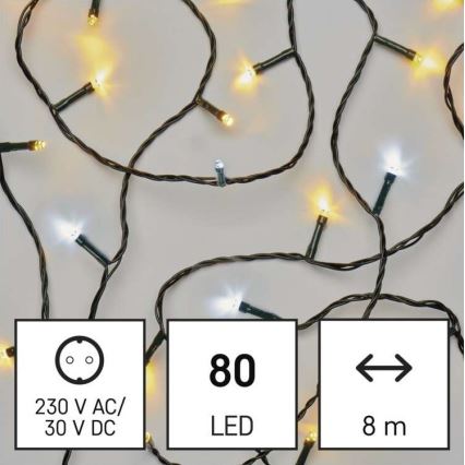LED välisvalguskett 80xLED/2 funktsiooni 13m IP44 soe/külm valge