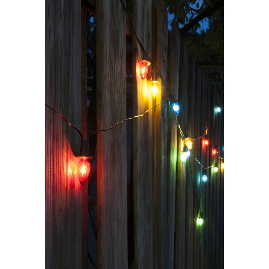 LED välistingimustesse sobiv valguskett CONE FILAMENT 20xE10 19m värviline/soe valge IP44, Valmistatud EL-is