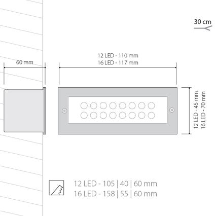LED välisvalgusti 1x12LED/1W/230V