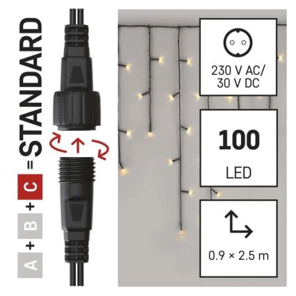 LED välisvalgustite rida 100xLED/2,5x0,9m IP44 soe valge