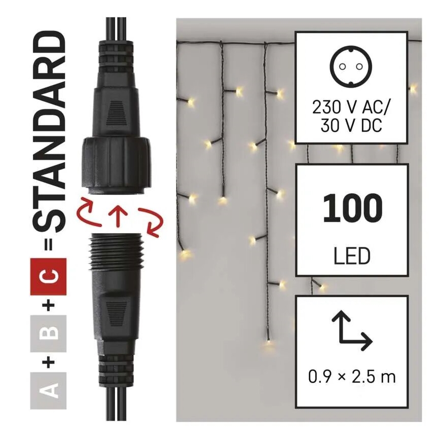 LED välisvalgustite rida 100xLED/2,5x0,9m IP44 soe valge