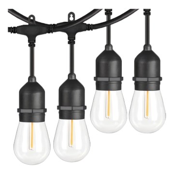 LED Välisvalgustuse dekoratiivne kett 20xE27/1W/230V 20 m IP65 must