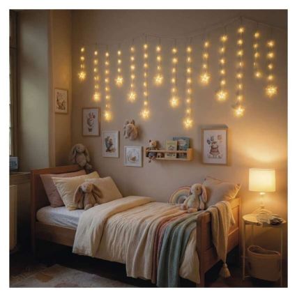LED välisvalgustuse valguskett 120xLED 3xAA 1,7 m IP44 soe valge