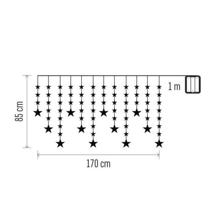 LED välisvalgustuse valguskett 120xLED 3xAA 1,7 m IP44 soe valge