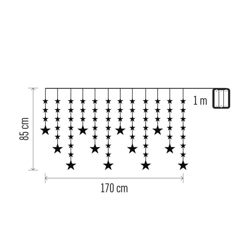 LED välisvalgustuse valguskett 120xLED 3xAA 1,7 m IP44 soe valge