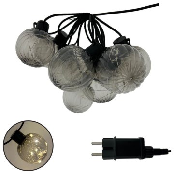 LED välitingimuste dekoratiivne valguskett 10xLED/0,15W/230V 6,8 m IP44 must/suitsune