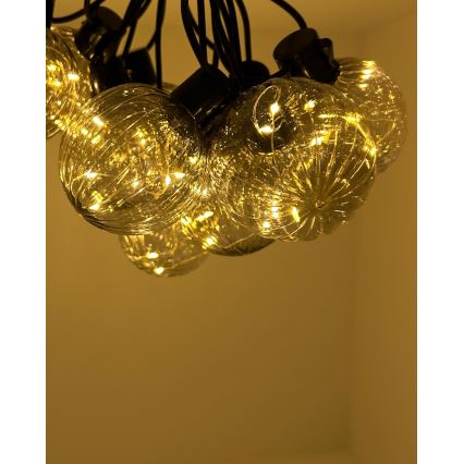 LED välitingimuste dekoratiivne valguskett 10xLED/0,15W/230V 6,8 m IP44 must/suitsune