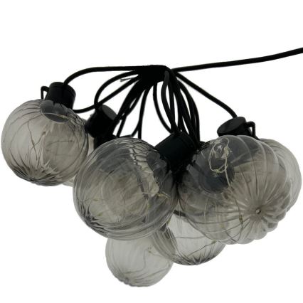 LED välitingimuste dekoratiivne valguskett 10xLED/0,15W/230V 6,8 m IP44 must/suitsune