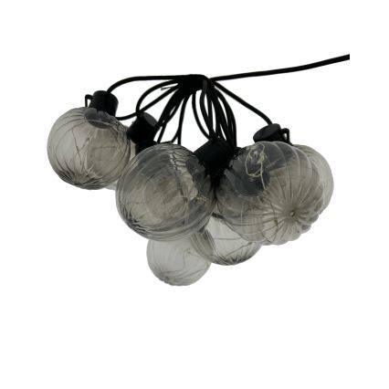 LED välitingimuste dekoratiivne valguskett 10xLED/0,15W/230V 6,8 m IP44 must/suitsune