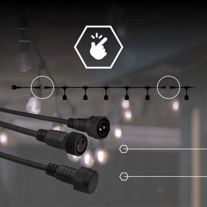 LED välitingimuste dekoratiivne valguskett 15xE27/1W/230V 15,94 m IP44 must