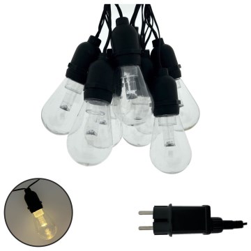 LED välitingimustele mõeldud dekoratiivne valguskett 10xLED/0,15W/230V 3,8 m IP44 must