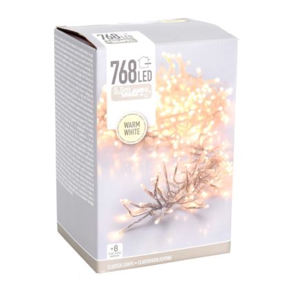 LED välitingimustes kasutamiseks mõeldud jõulukett 768xLED/230V/8 funktsiooni 8,5 m IP44 soe valge