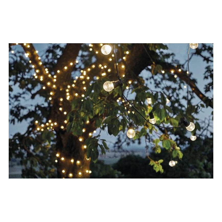 LED välitingimustes kasutatav dekoratiivne valguskett 10xLED/10m IP44 läbipaistev