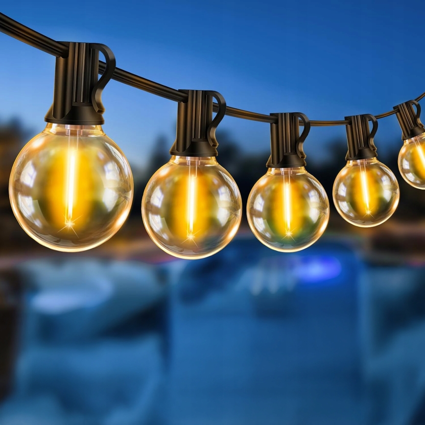 LED välitingimustesse mõeldud dekoratiivne valguskett 25xE12/1W/230V 17,5 m IP65 must