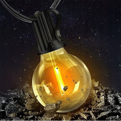 LED välitingimustesse mõeldud dekoratiivne valguskett 25xE12/1W/230V 17,5 m IP65 must