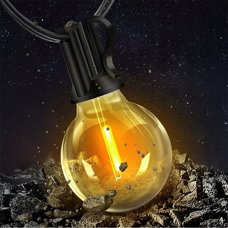 LED välitingimustesse mõeldud dekoratiivne valguskett 25xE12/1W/230V 17,5 m IP65 must