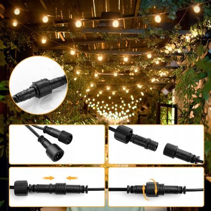 LED välitingimustesse mõeldud dekoratiivne valguskett 25xE12/1W/230V 17,5 m IP65 must