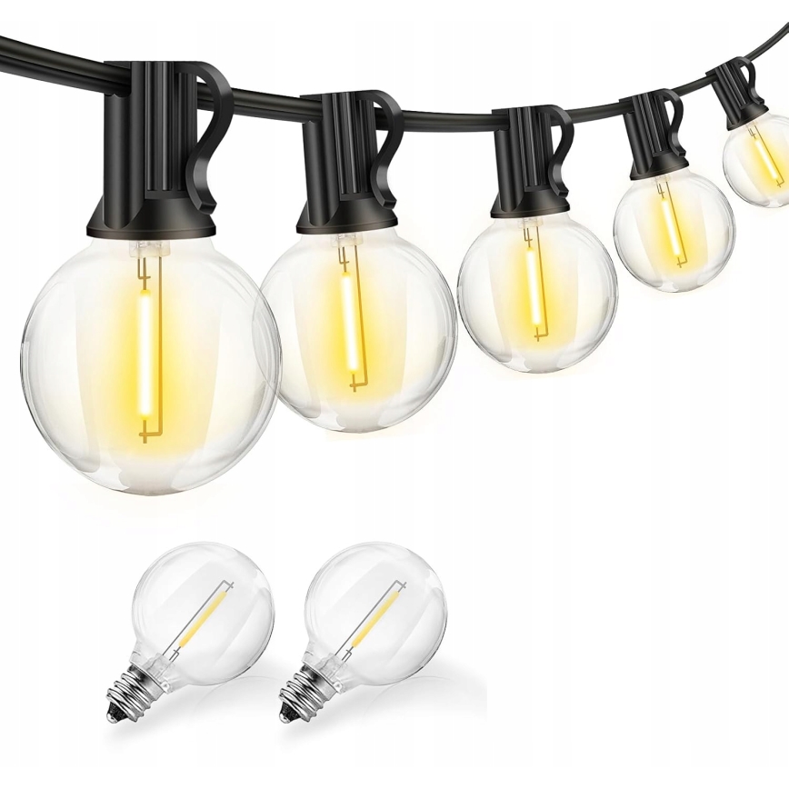 LED välitingimustesse mõeldud dekoratiivne valguskett 25xE12/1W/230V 17,5 m IP65 must