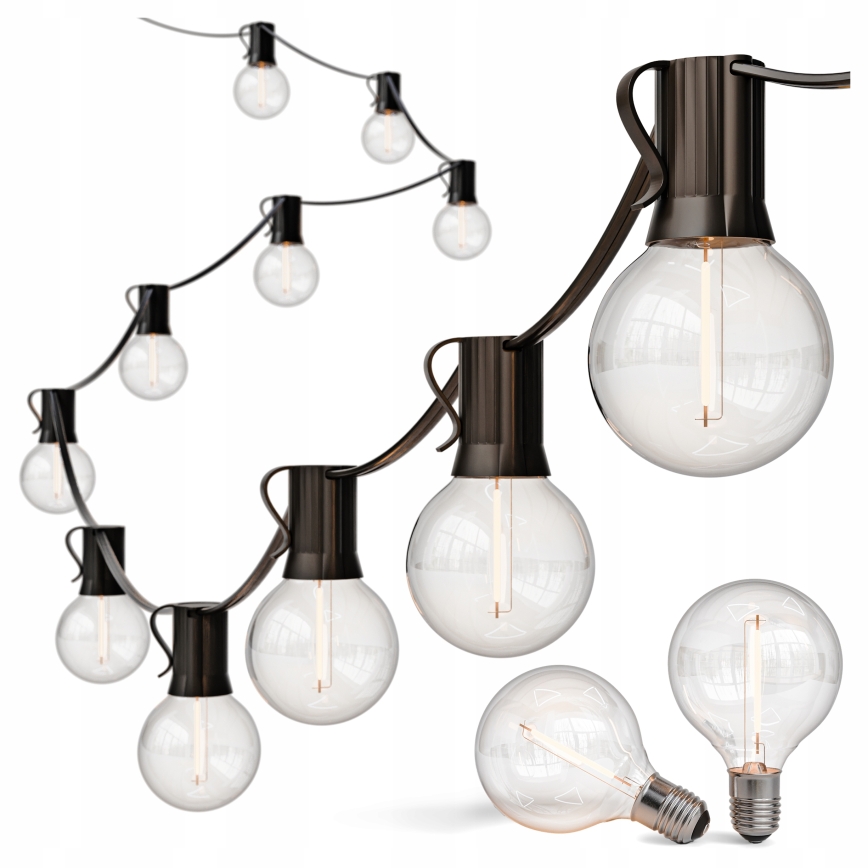 LED välitingimustesse mõeldud dekoratiivne valguskett 25xE12/1W/230V 17,5 m IP65 must