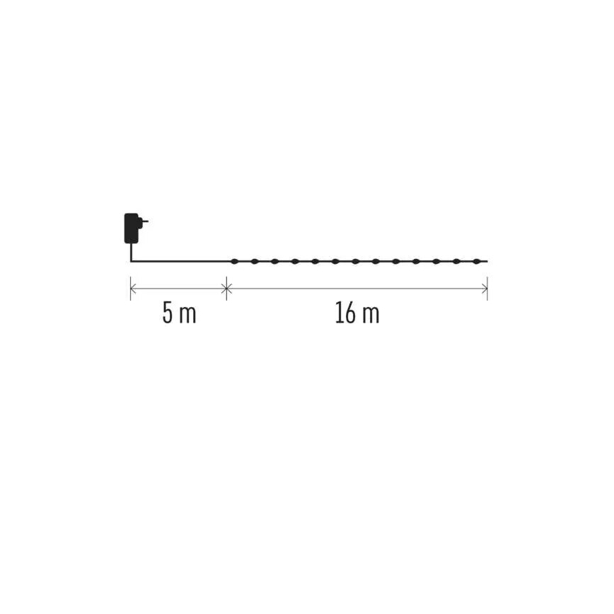 LED-välivalguskett 160×LED / 21 m, IP44, soe valge