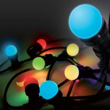 LED Välivalguskett EASY CONNECT 8xE27 5m IP44 mitmevärviline