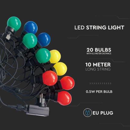 LED Välivalguskett STRING 10m 20xLED/0,5W/230V IP44