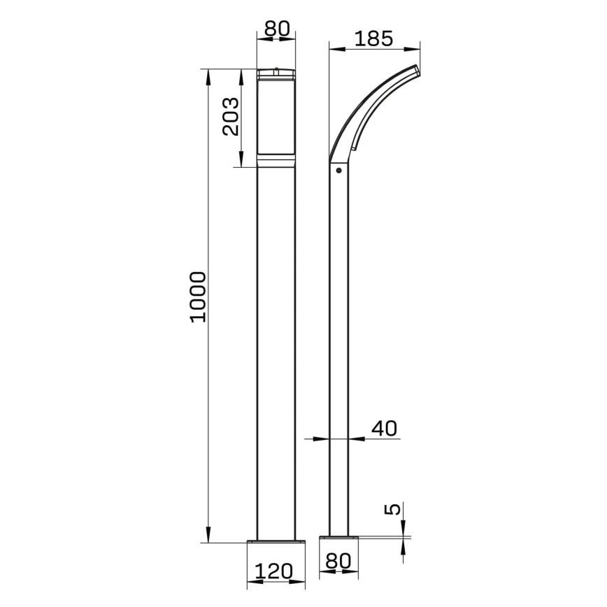 LED Välivalgusti AMY LED/12W/230V 100 cm IP44 must