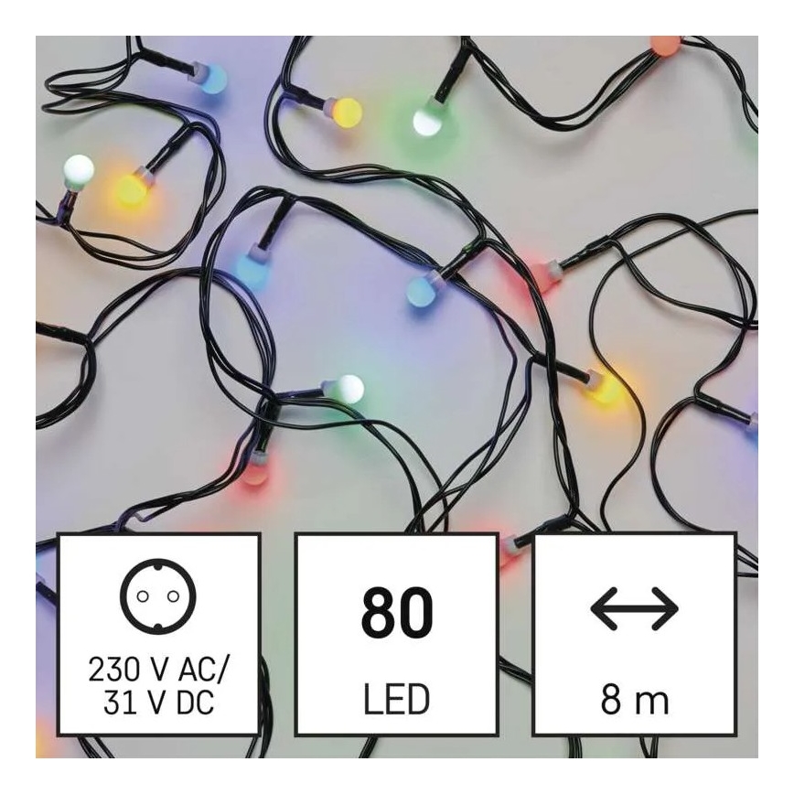 LED väljas jõulutuled 80 LED/8 režiimi 13 m mitmevärviline IP44