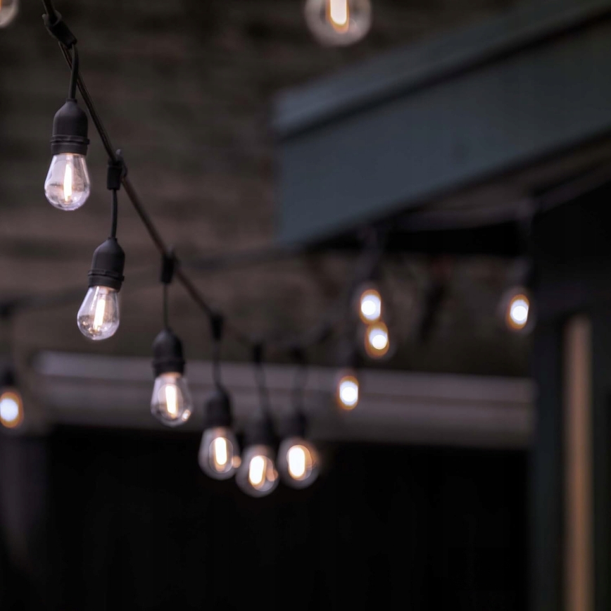 LED väljas kasutatav dekoratiivne valgusnöör 10xE27/1W/230V 6,44 m IP44 must