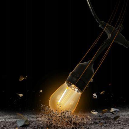 LED väljas kasutatav dekoratiivne valgusnöör 10xE27/1W/230V 6,44 m IP44 must