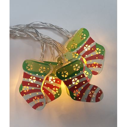 LED väljas kasutatav jõulukett 10xLED/2xAA 1,65 m IP44 soe valge jõulusokid