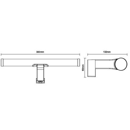 LED vannitoa peegli valgusti LED/8W/230V 30 cm IP44 must