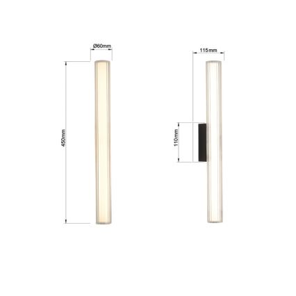 LED vannitoa peeglivalgusti LINEA LED/8W/230V 3000/4000/6000K IP44 45 cm must