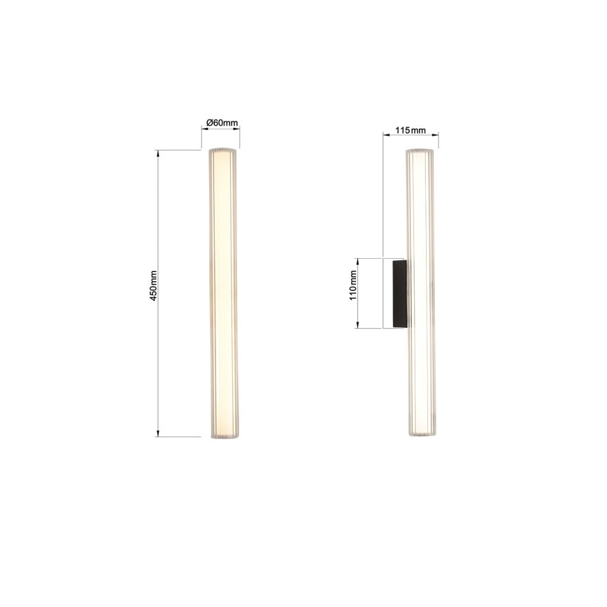 LED vannitoa peeglivalgusti LINEA LED/8W/230V 3000/4000/6000K IP44 45 cm must