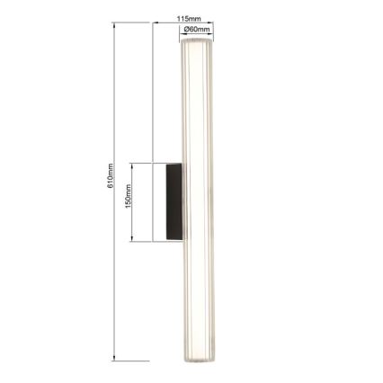 LED vannitoa peeglivalgusti LINEA LED/12W/230V 3000/4000/6000K IP44 61 cm must
