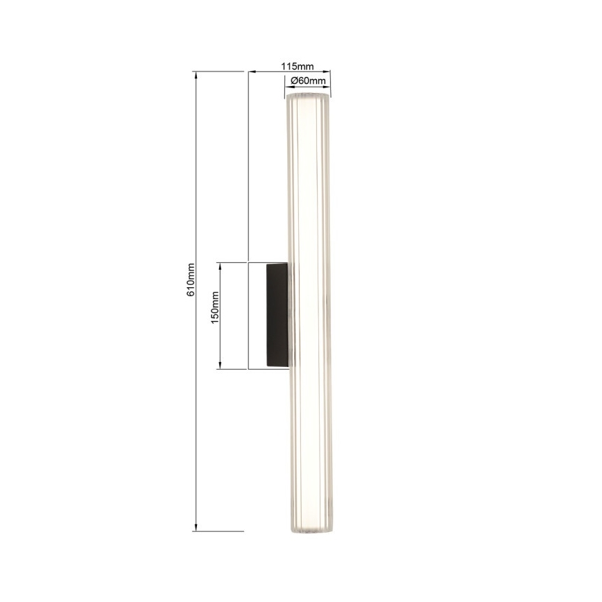 LED vannitoa peeglivalgusti LINEA LED/12W/230V 3000/4000/6000K IP44 61 cm must