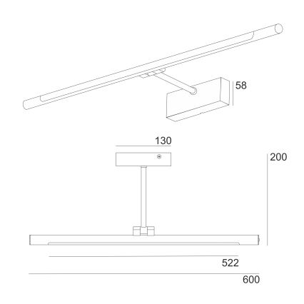 LED-vannitoa peeglivalgusti MIRROR LED/8W/230V 4000K IP44 60 cm must