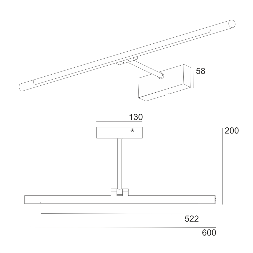 LED-vannitoa peeglivalgusti MIRROR LED/8W/230V 4000K IP44 60 cm must
