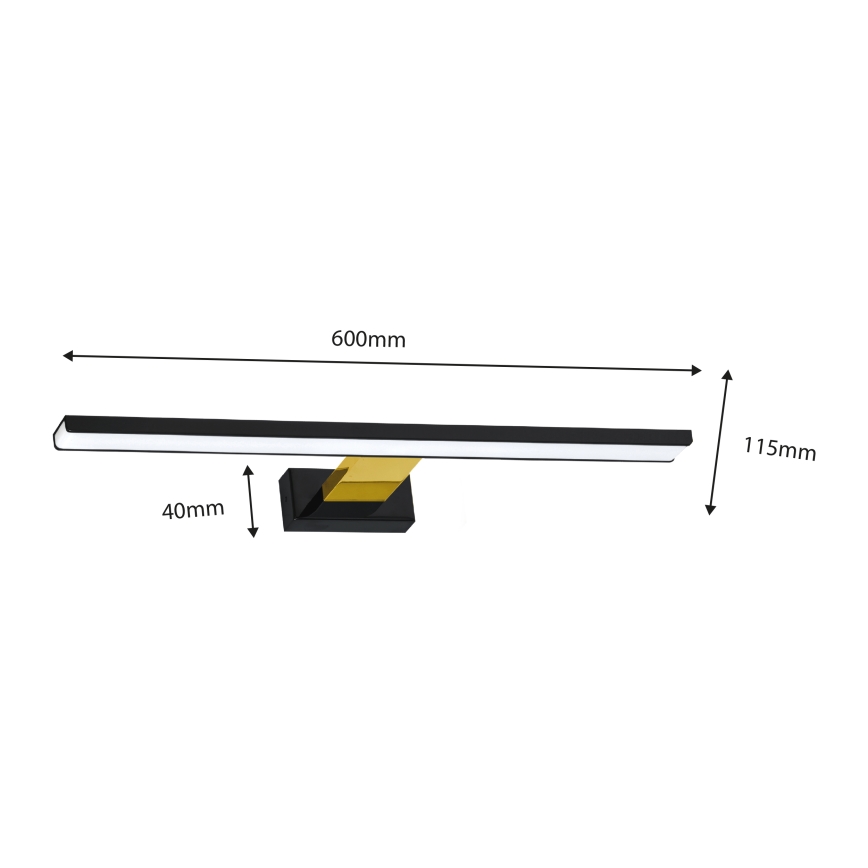 LED Vannitoa peeglivalgusti SHINE LED/13,8W/230V IP44 must/kuldne