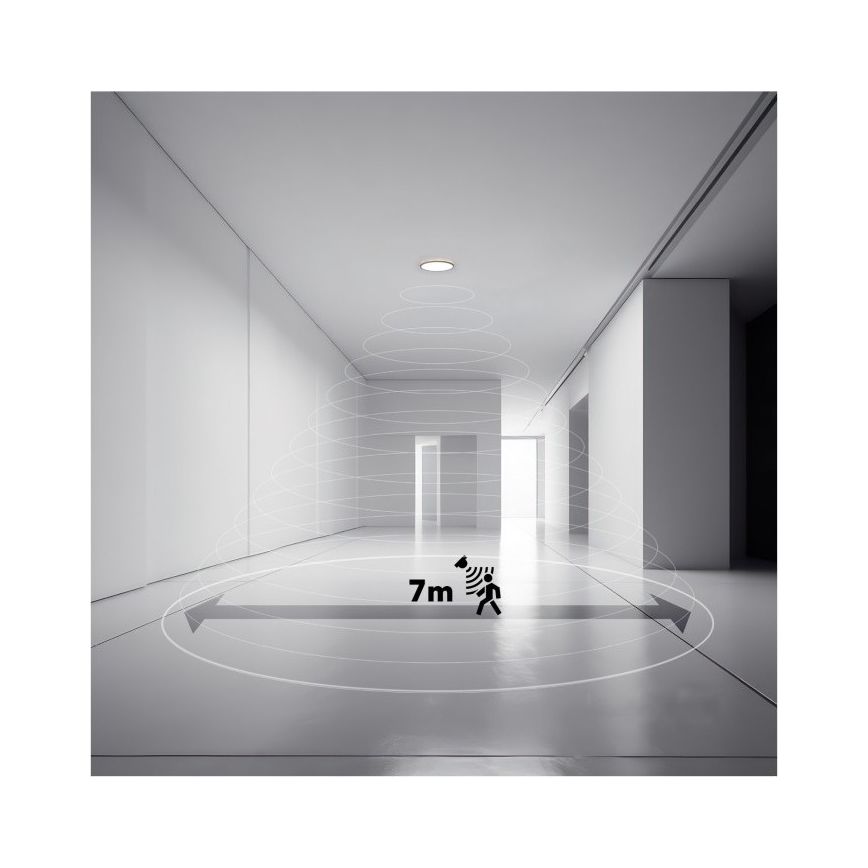 LED vannitoavalgusti liikumis- ja hämarusanduriga NIVERA LED/12W/230V IP54 3000/4000/6000K Ø 22,5 cm must + kaugjuhtimispult