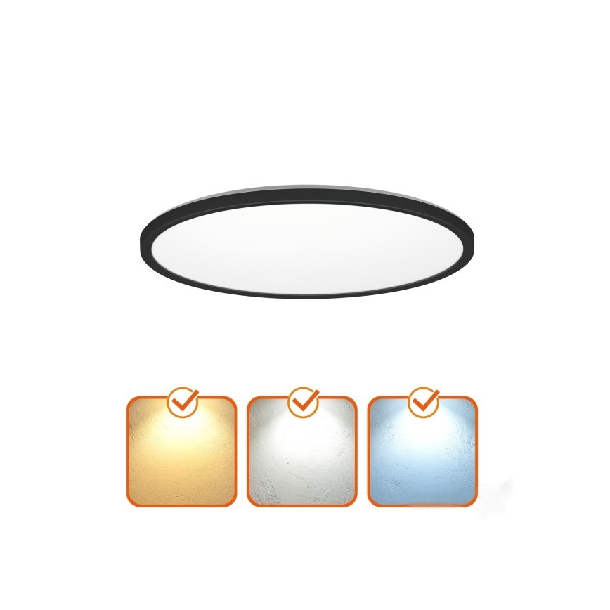 LED vannitoavalgusti liikumis- ja hämarusanduriga NIVERA LED/12W/230V IP54 3000/4000/6000K Ø 22,5 cm must + kaugjuhtimispult