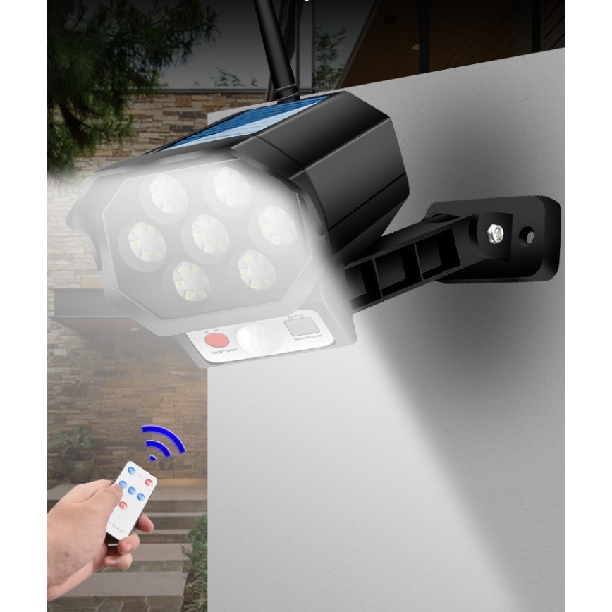 LED Võlts turvakaamera anduriga ja koos päikesepaneeliga LED/5W/5,5V 800 mAh IP65 + kaugjuhtimispult