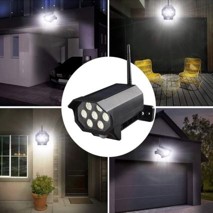 LED Võlts turvakaamera anduriga ja koos päikesepaneeliga LED/5W/5,5V 800 mAh IP65 + kaugjuhtimispult