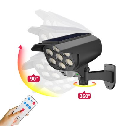 LED Võlts turvakaamera anduriga ja koos päikesepaneeliga LED/5W/5,5V 800 mAh IP65 + kaugjuhtimispult