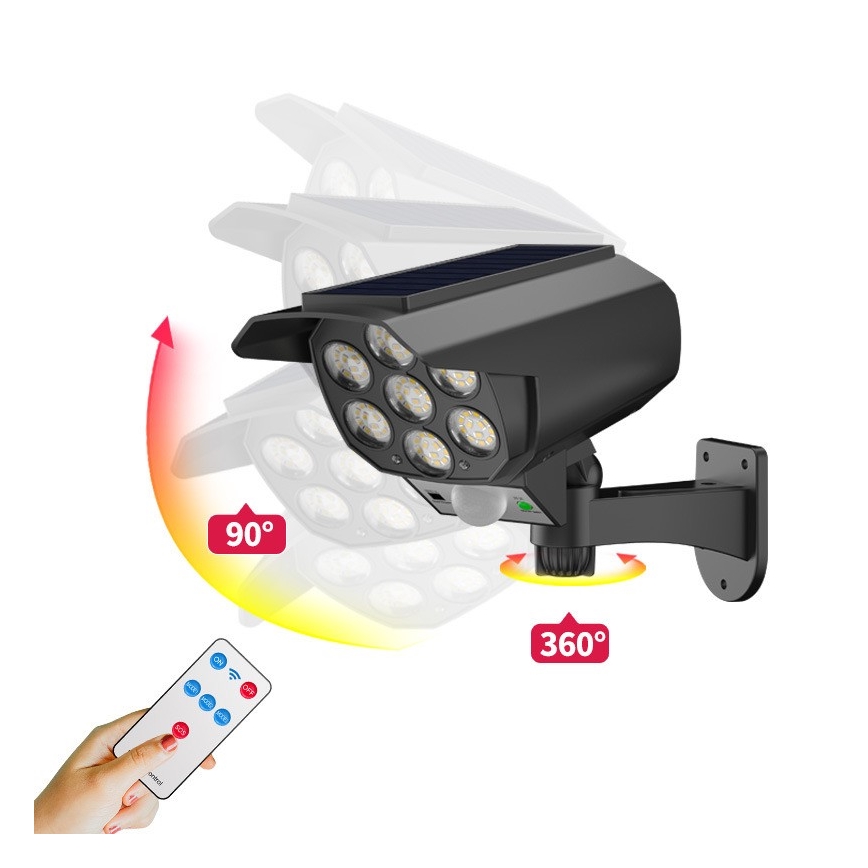 LED Võlts turvakaamera anduriga ja koos päikesepaneeliga LED/5W/5,5V 800 mAh IP65 + kaugjuhtimispult