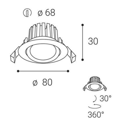 LED2 - LED Hämardatav süvistatav valgusti vannituppa MAX LED/8W/230V 3000K IP65