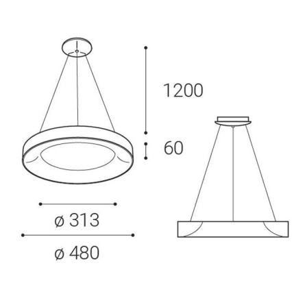 LED2 - LED Lühter BELLA LED/40W/230V 3000/4000K must