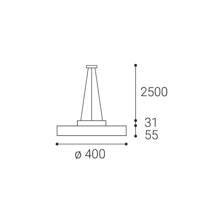 LED2 - LED Lühter ROTO LED/48W/230V 2700K/3300K/4000K IP40 must d. 40 cm