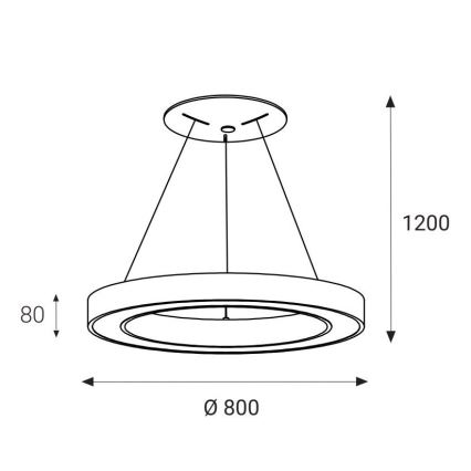 LED2 - LED Lühter SATURN LED/80W/230V 3000K d. 80 cm must